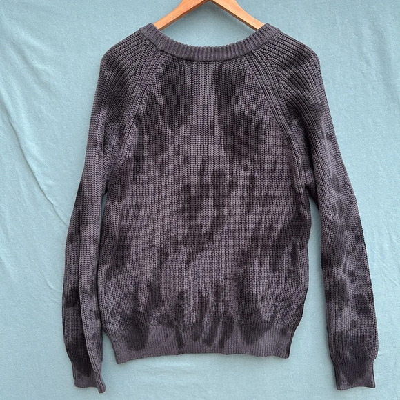 NWT Rails Venus Iron Black Tie Dye Cotton Cashmere Sweater L Pullover Ribbed - Picture 3 of 6